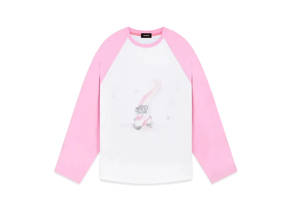 WE11DONE Teddy Bear Print Long-sleeved T-Shirt "Pink"
