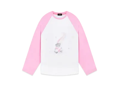 WE11DONE Teddy Bear Print Long-sleeved T-Shirt "Pink"