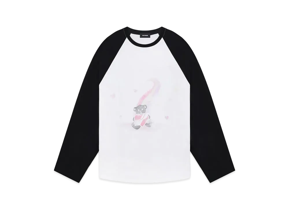 WE11DONE Teddy Bear Print Long-sleeved T-Shirt "Black"