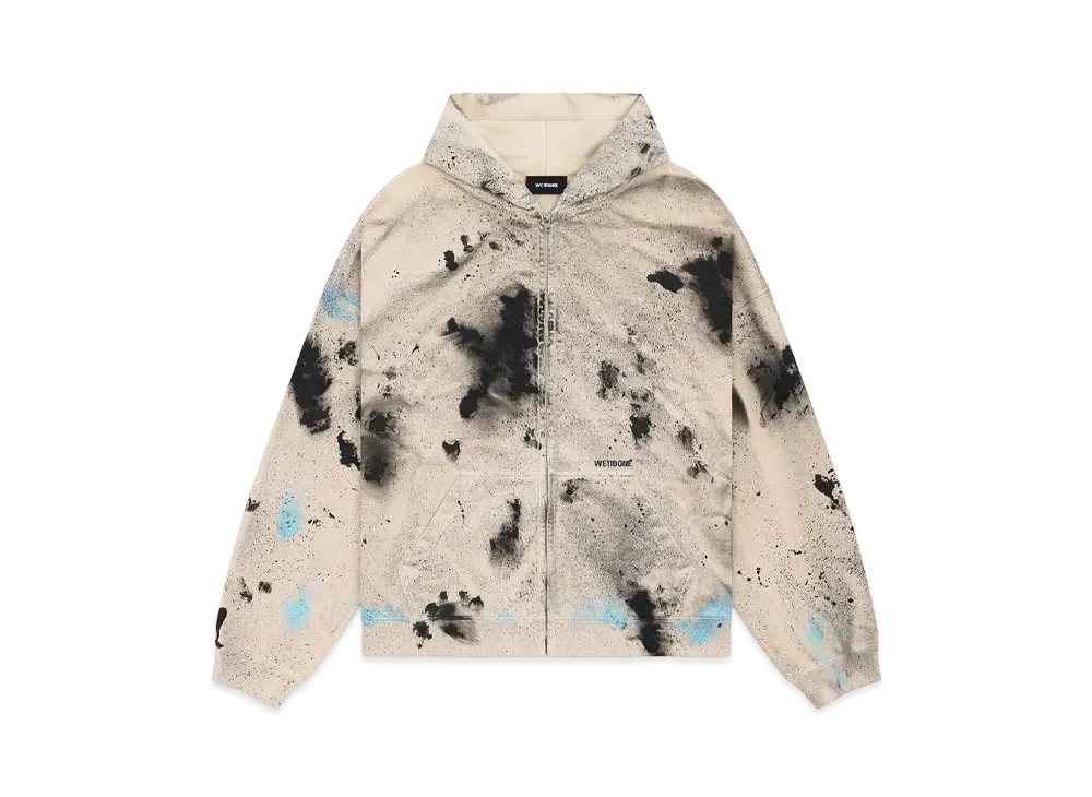 WE11DONE Painted Zip-up Hoodie "Beige"