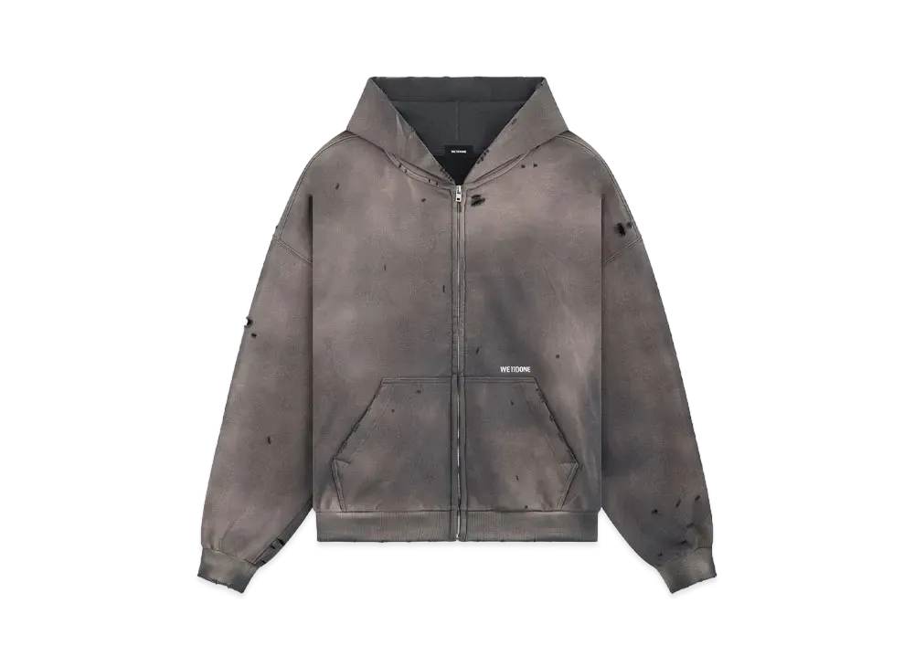 WE11DONE Grunge Zip-up Hoodie "Charcoal"