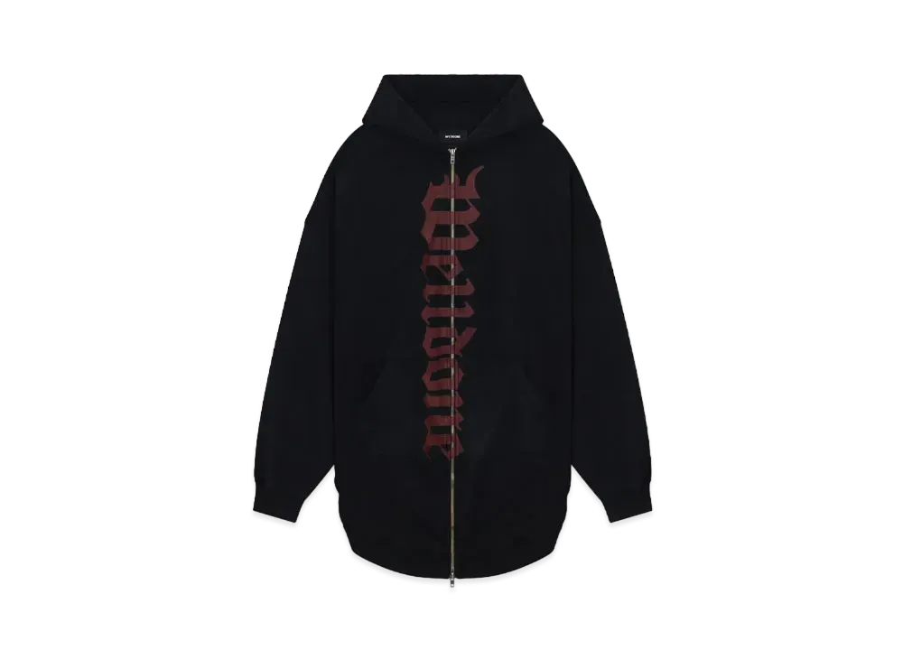 WE11DONE Oversized Long Zip-up Hoodie "Black"
