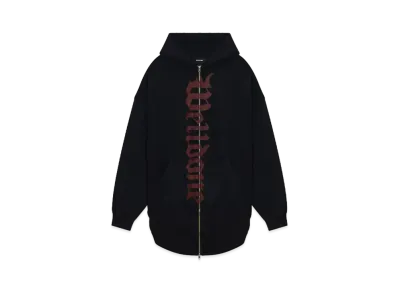 WE11DONE Oversized Long Zip-up Hoodie "Black"