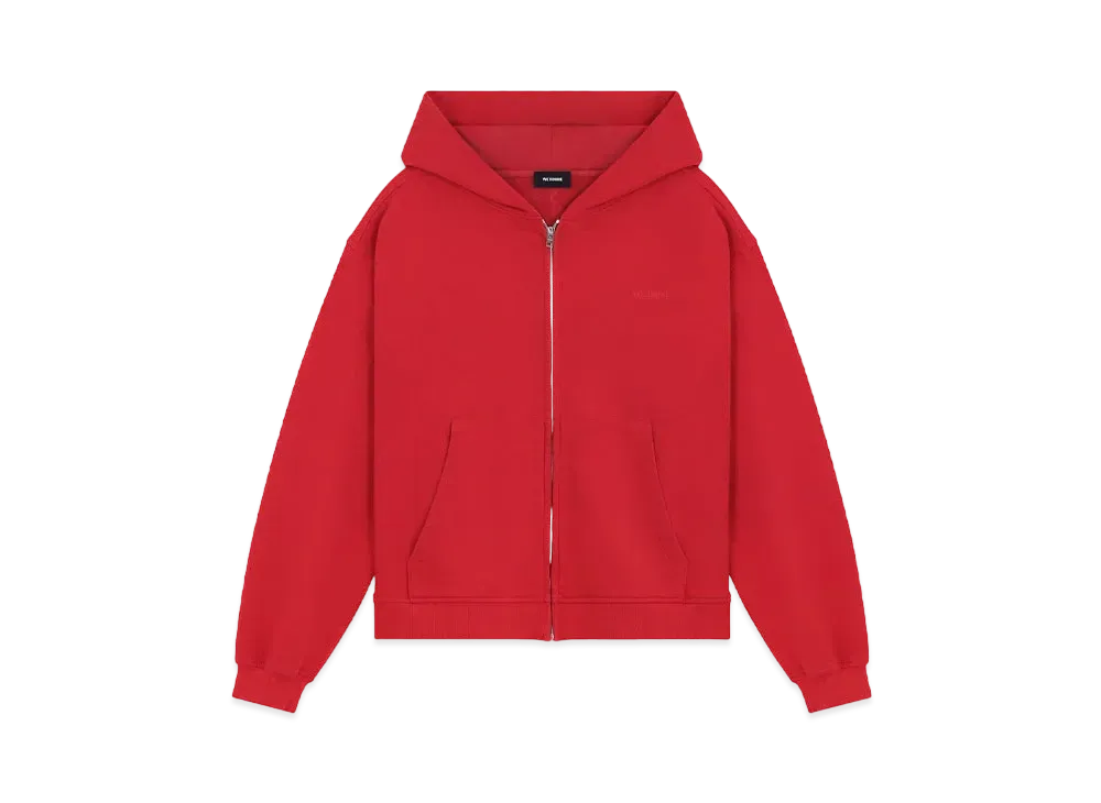 WE11DONE Dirty Washed Zip-up Hoodie "Red"
