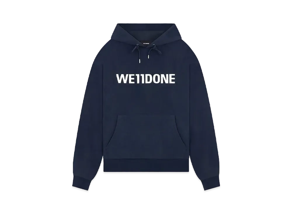 WE11DONE Basic Logo Fitted Hoodie "Dark Navy"