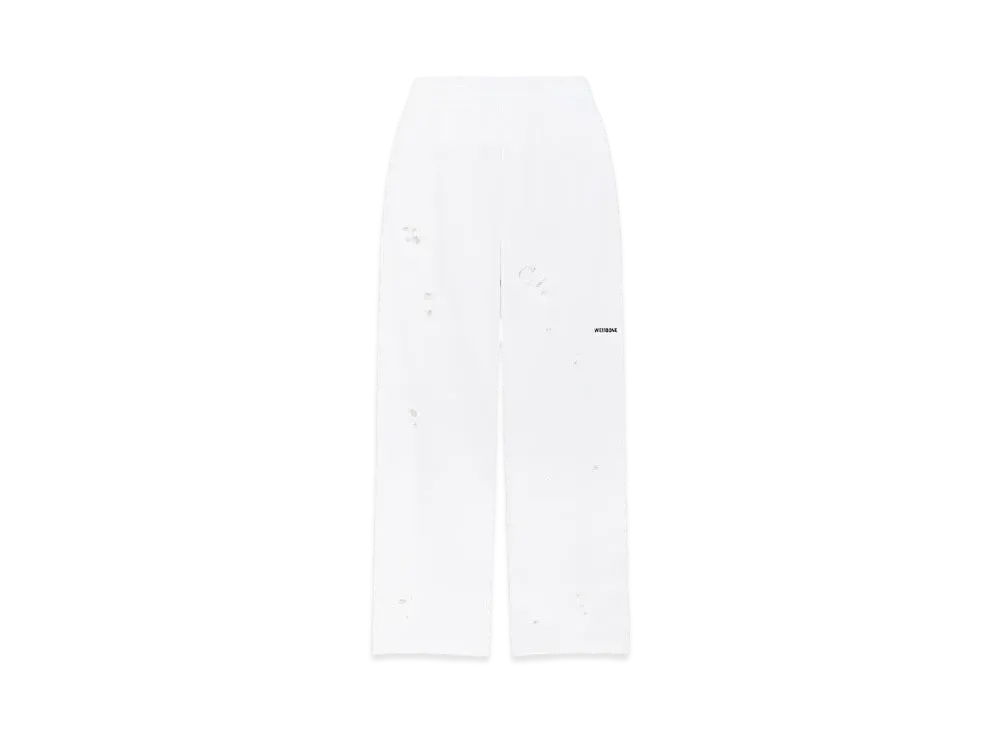 WE11DONE Distressed Jersey Sweatpants "White"