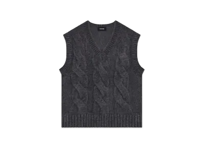 WE11DONE Cable Knit Vest "Charcoal"