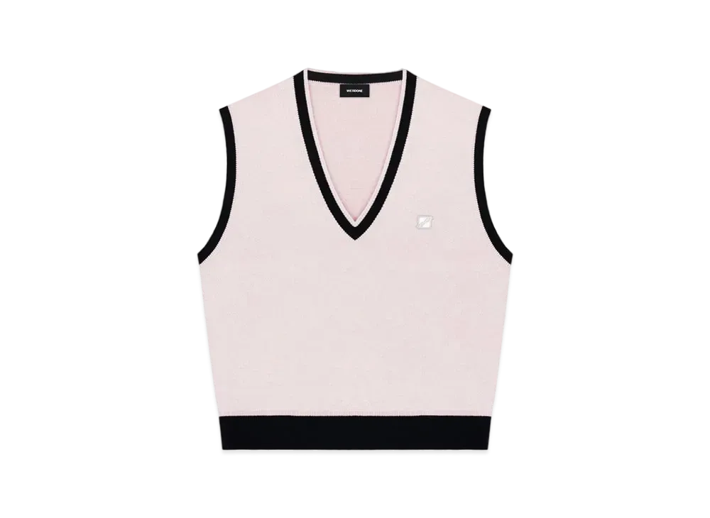 WE11DONE Metal Logo Detail Knit Vest "Light Pink"