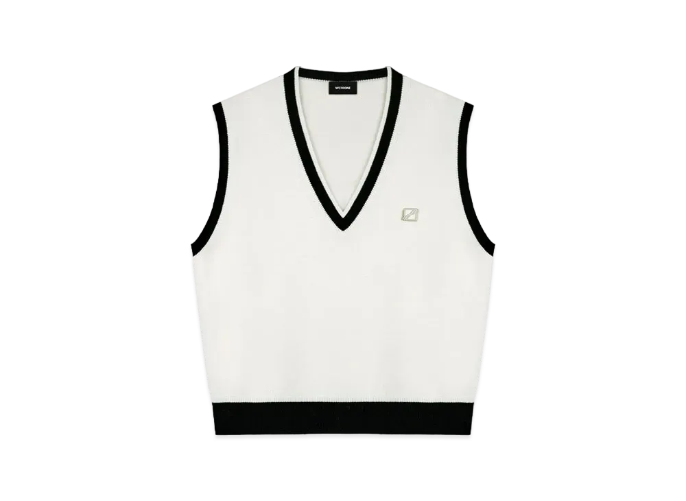 WE11DONE Metal Logo Detail Knit Vest "Ivory"