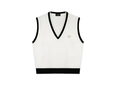 WE11DONE Metal Logo Detail Knit Vest "Ivory"