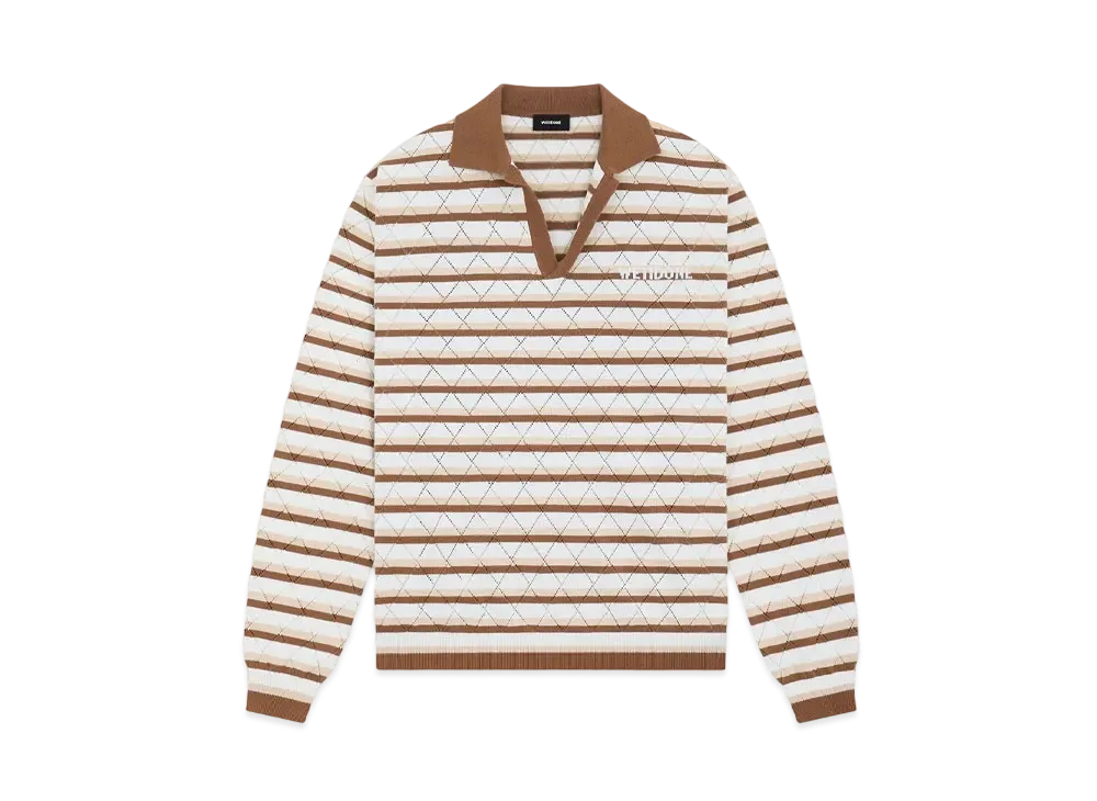 WE11DONE Stripe Polo Shirt "Brown"