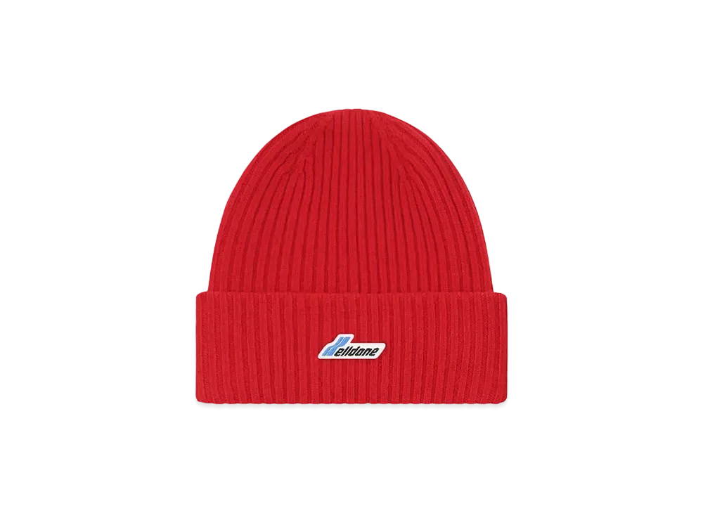 WE11DONE Logo Patched Knit Beanie "Red"