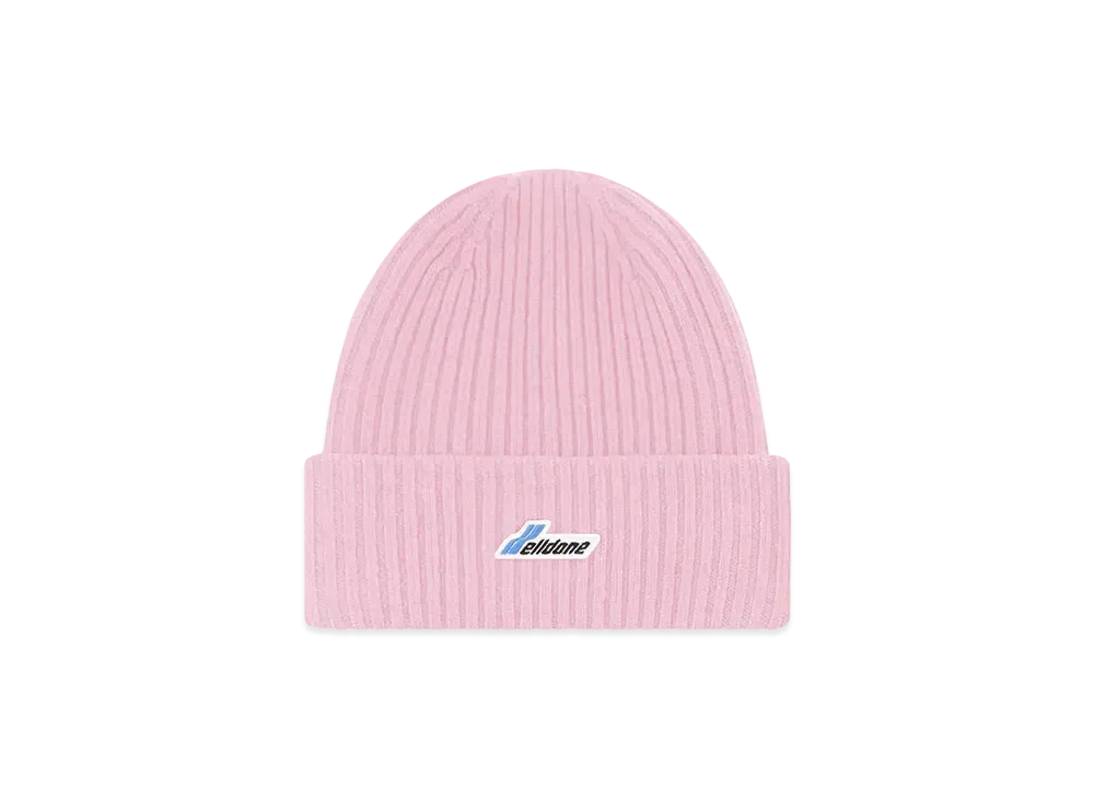 WE11DONE Logo Patched Knit Beanie "Light Pink"