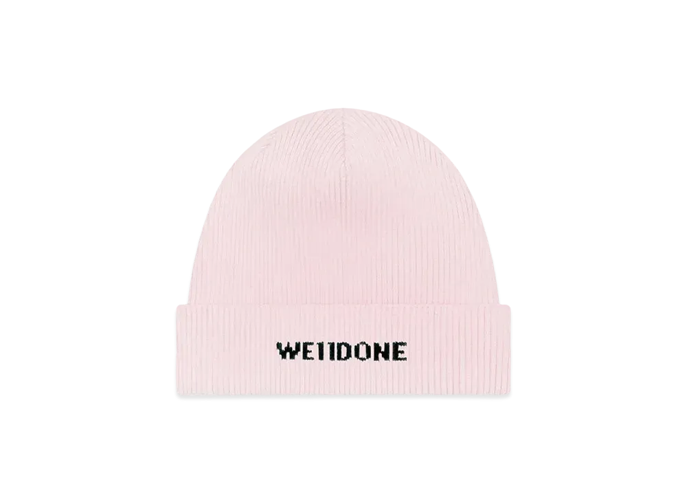 WE11DONE Logo Knit Beanie "Light Pink"