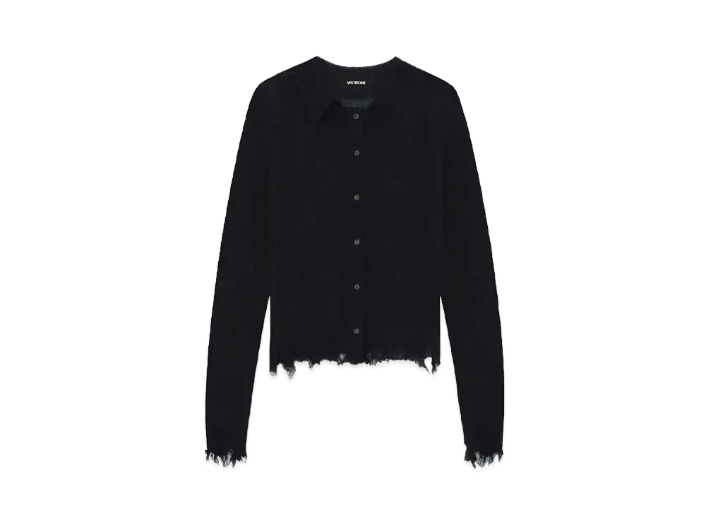 WE11DONE Black Destroyed Mohair Cardigan "Black"