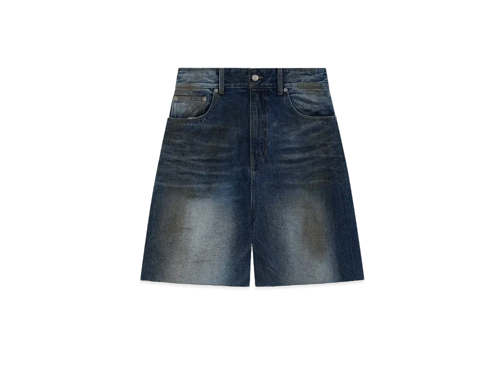 WE11DONE Oil Coated Denim Shorts "Navy"