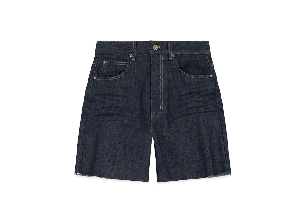 WE11DONE Crinkled Denim Shorts "Navy"