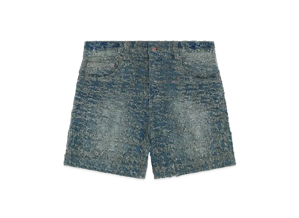WE11DONE Loose Thread Denim Shorts "Navy"