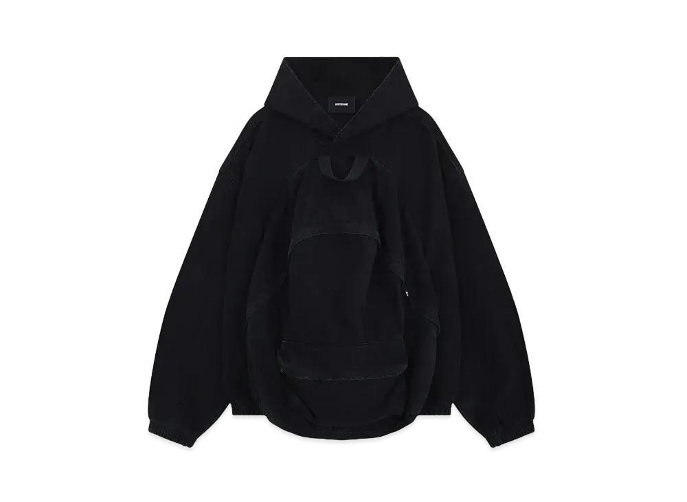 WE11DONE Backpack Denim Hoodie "Black"
