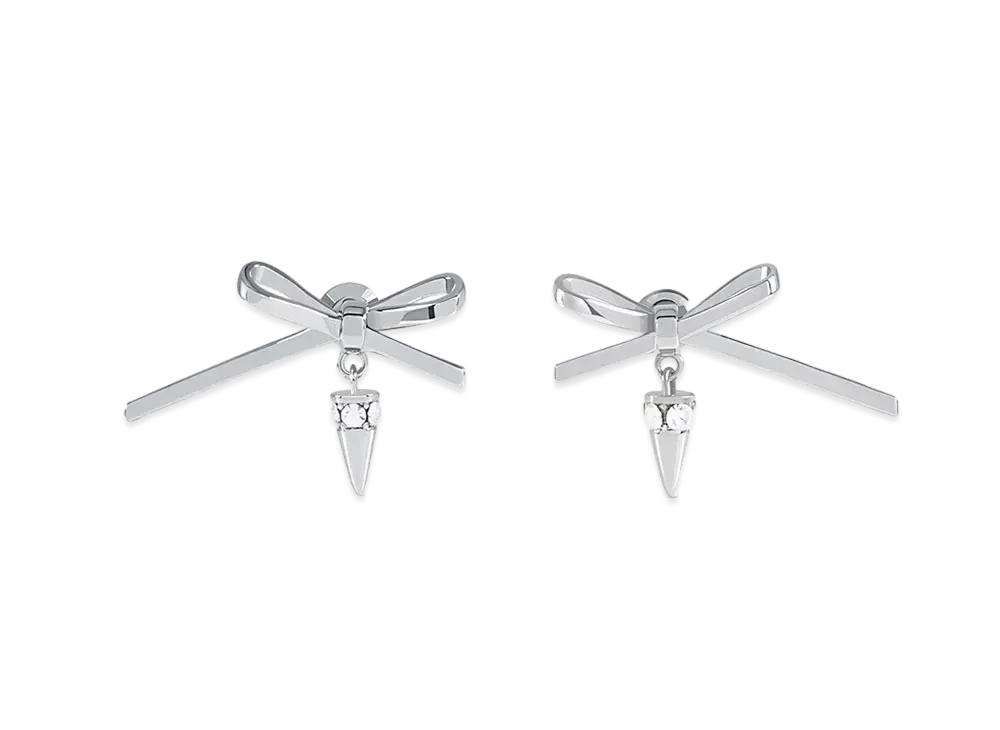 WE11DONE Bow Spike Drop Earrings "Silver"