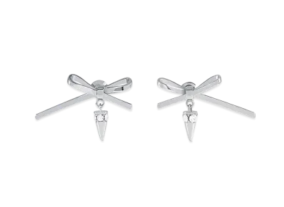 WE11DONE Bow Spike Drop Earrings "Silver"