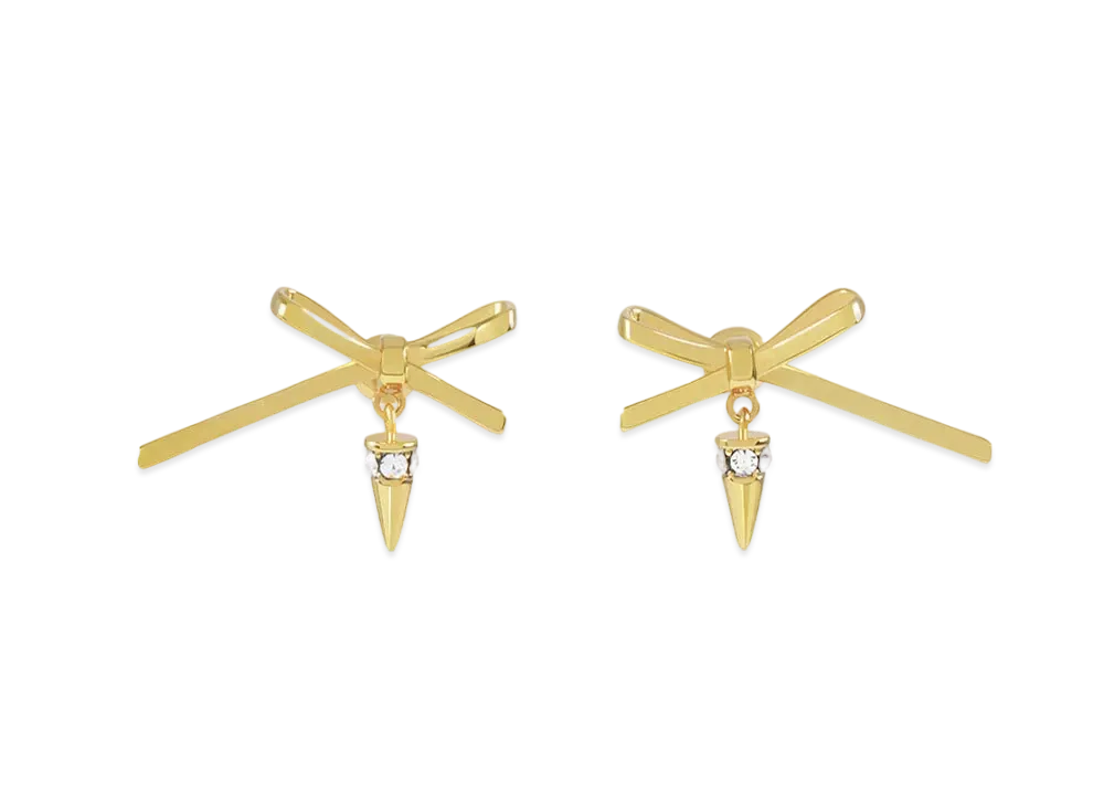 WE11DONE Bow Spike Drop Earrings "Gold"