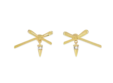 WE11DONE Bow Spike Drop Earrings "Gold"