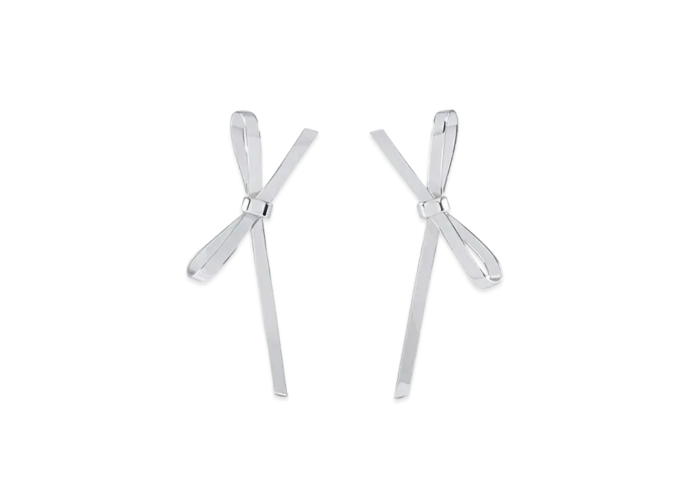 WE11DONE Bow Stud Earrings "Silver"