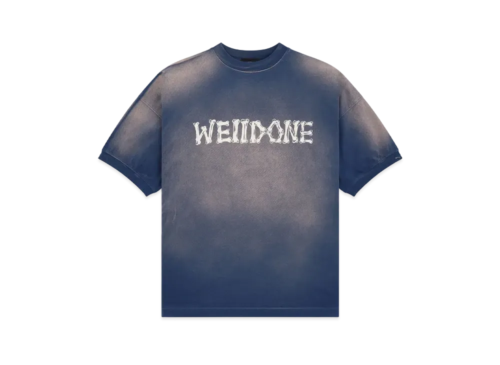 WE11DONE Bleached T-shirt "Navy"