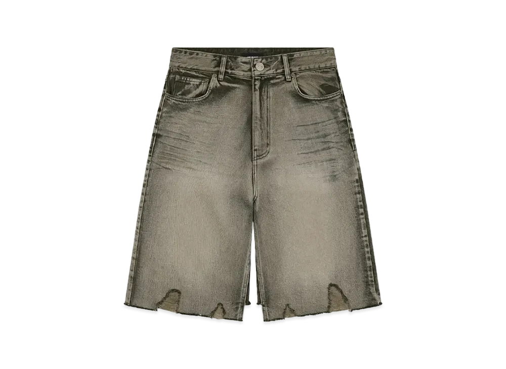 WE11DONE Rhinestone Denim Shorts "Black"
