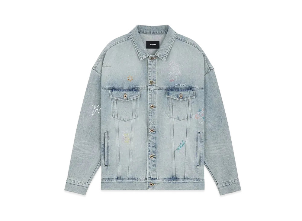 WE11DONE Rhinestone Denim Jacket "Sky"
