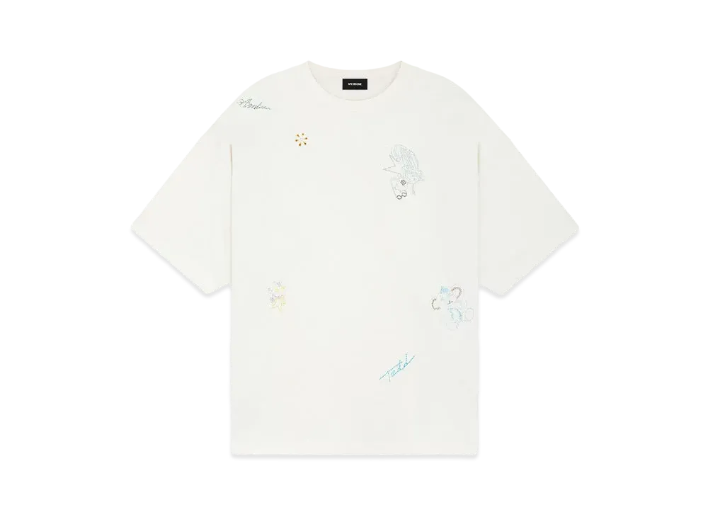 WE11DONE Rhinestone T-shirt "Ivory"