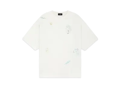 WE11DONE Rhinestone T-shirt "Ivory"