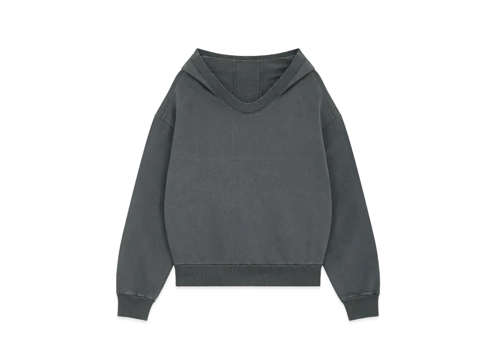 WE11DONE Wide Neck Hoodie "Charcoal"