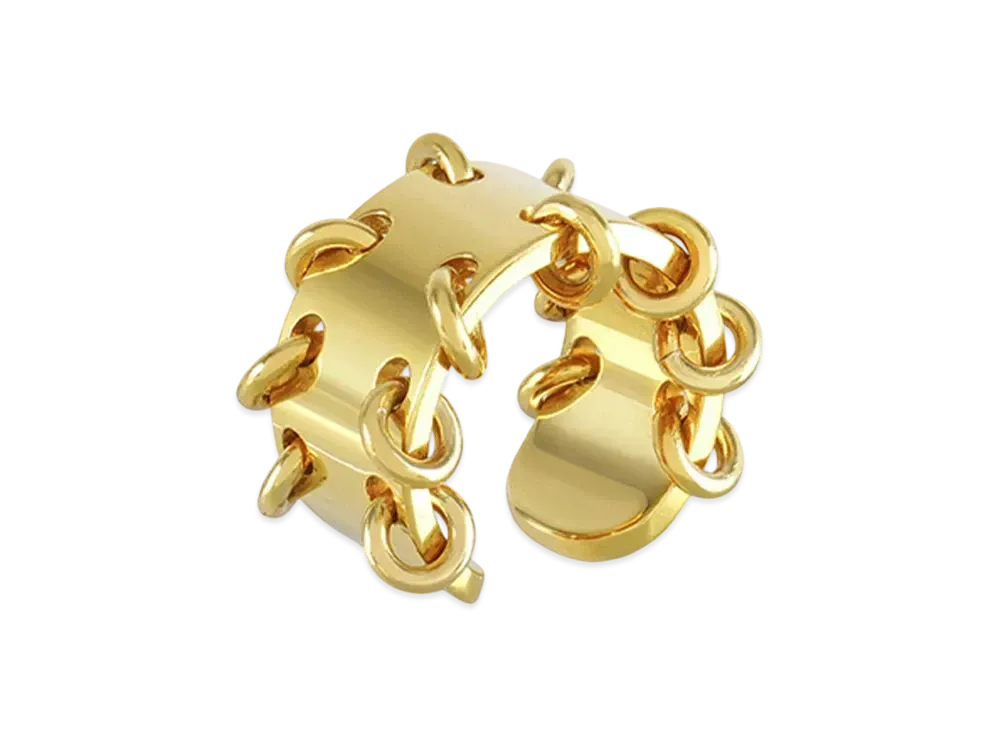 WE11DONE Pierced Wide Band Ring "Gold"
