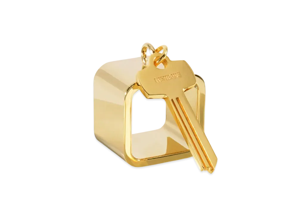 WE11DONE Key Charm Square Ring "Gold"