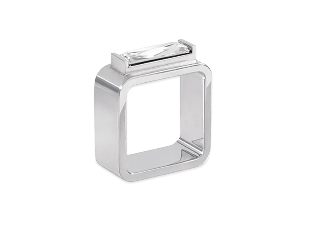 WE11DONE Crystal Square Ring "Silver"