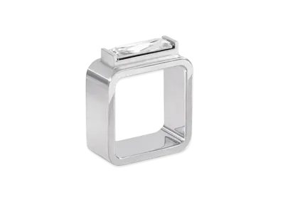WE11DONE Crystal Square Ring "Silver"