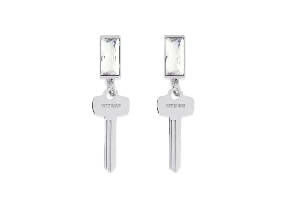 WE11DONE Key Charm Earrings "Silver"
