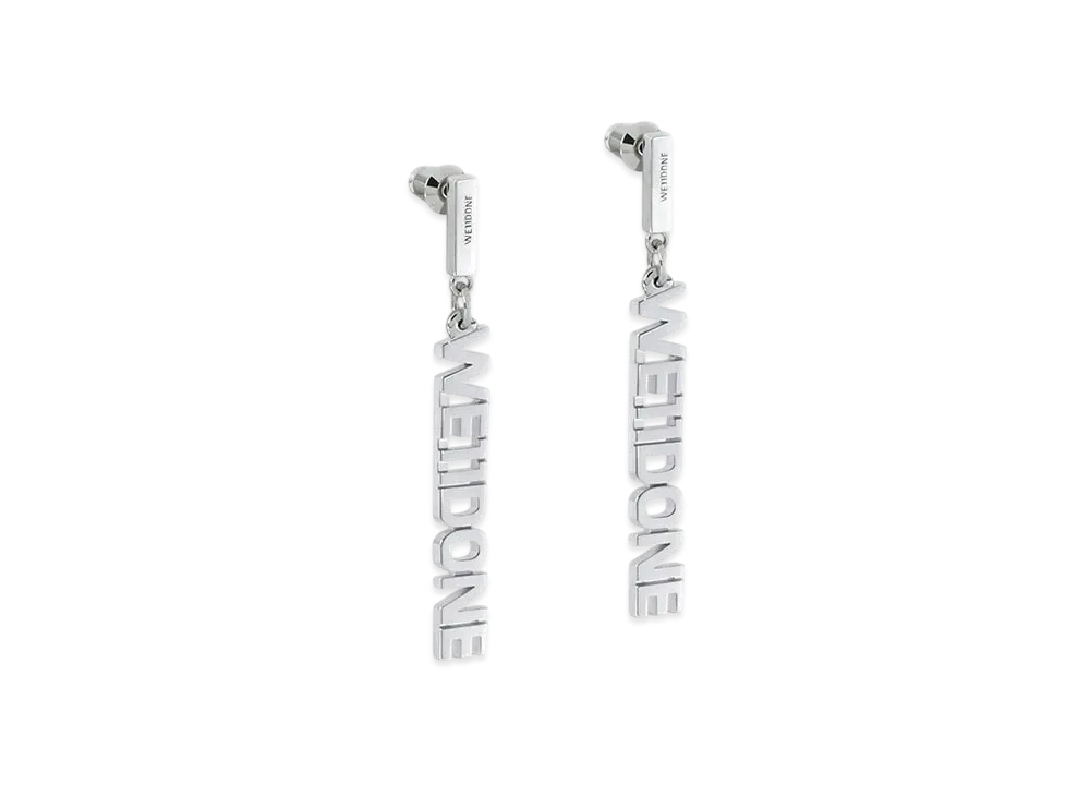 WE11DONE Lettering Earrings "Silver"