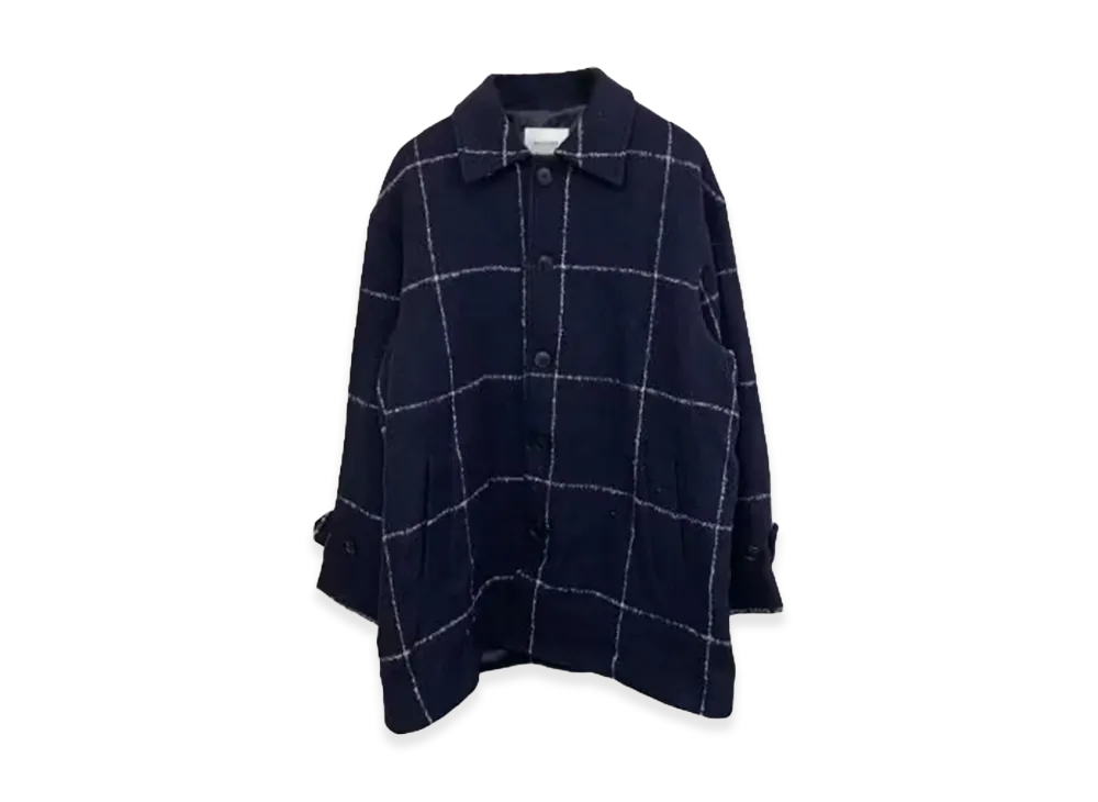 WELLDER Windowpane Car Coat "Navy"