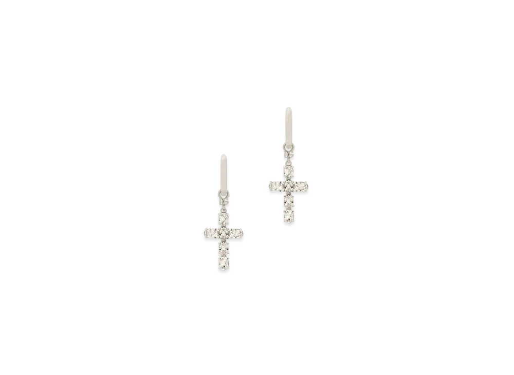 DOLCE&GABBANA Creole Earrings With Crystal Cross "Silver"