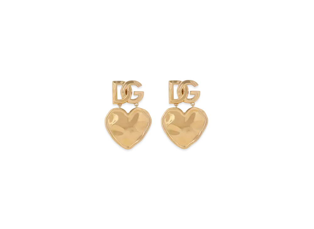 DOLCE&GABBANA Drop Earrings With Hearts and DG Logo "Gold"