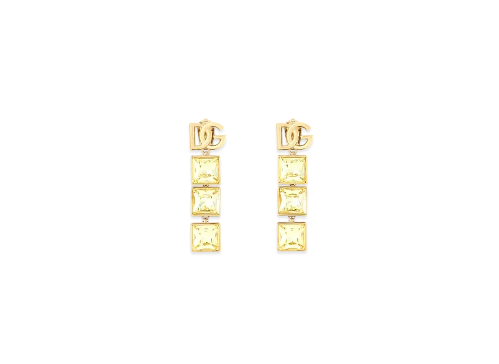 DOLCE&GABBANA Drop Earrings With DG Logo and Rhinestones "Gold"