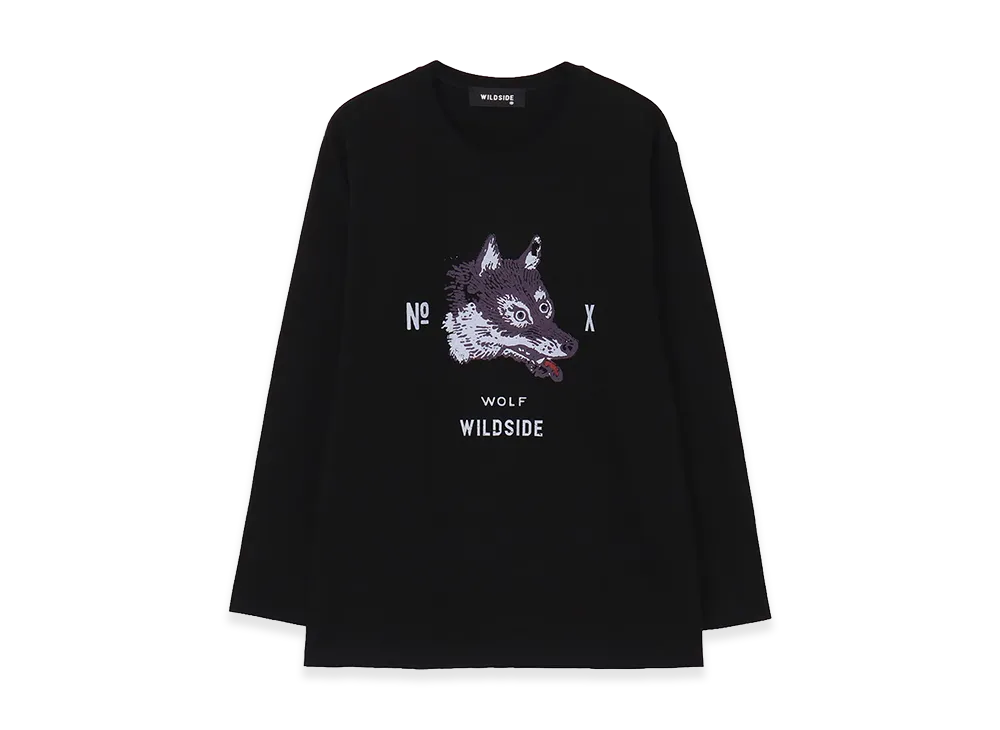 WILDSIDE YOHJI YAMAMOTO Wolf Print Long Sleeve T-shirt "Black"
