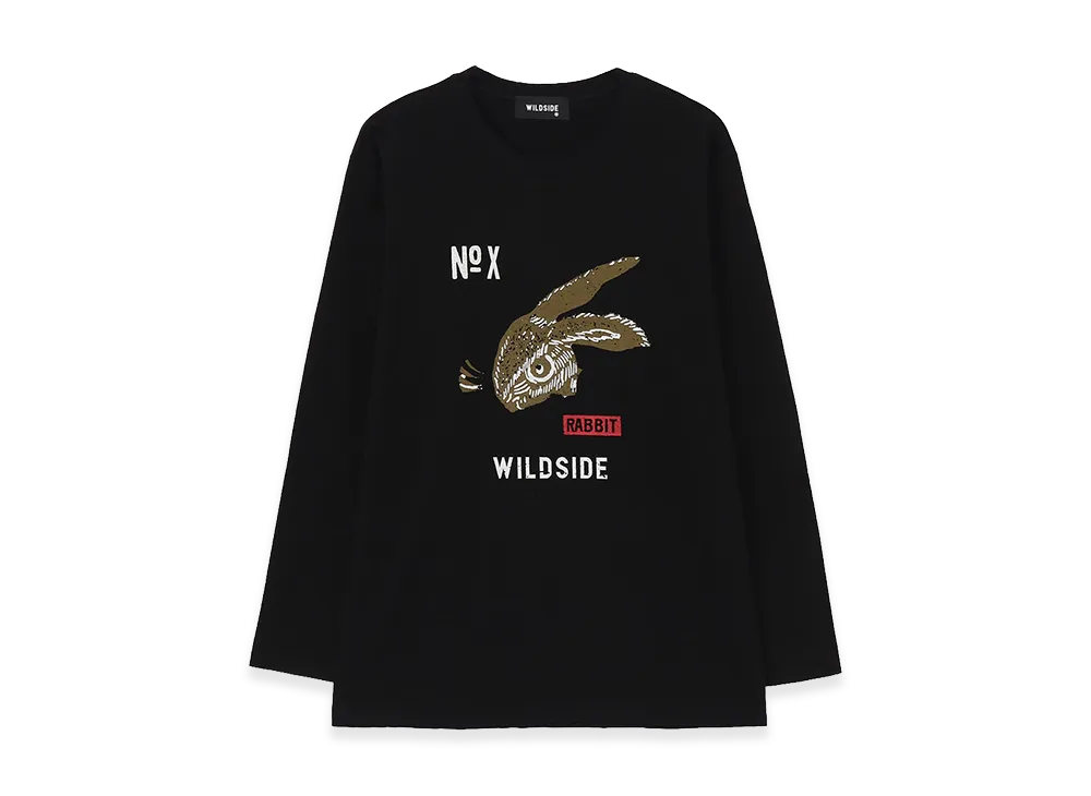 WILDSIDE YOHJI YAMAMOTO Rabbit Print Long Sleeve T-shirt "Black"