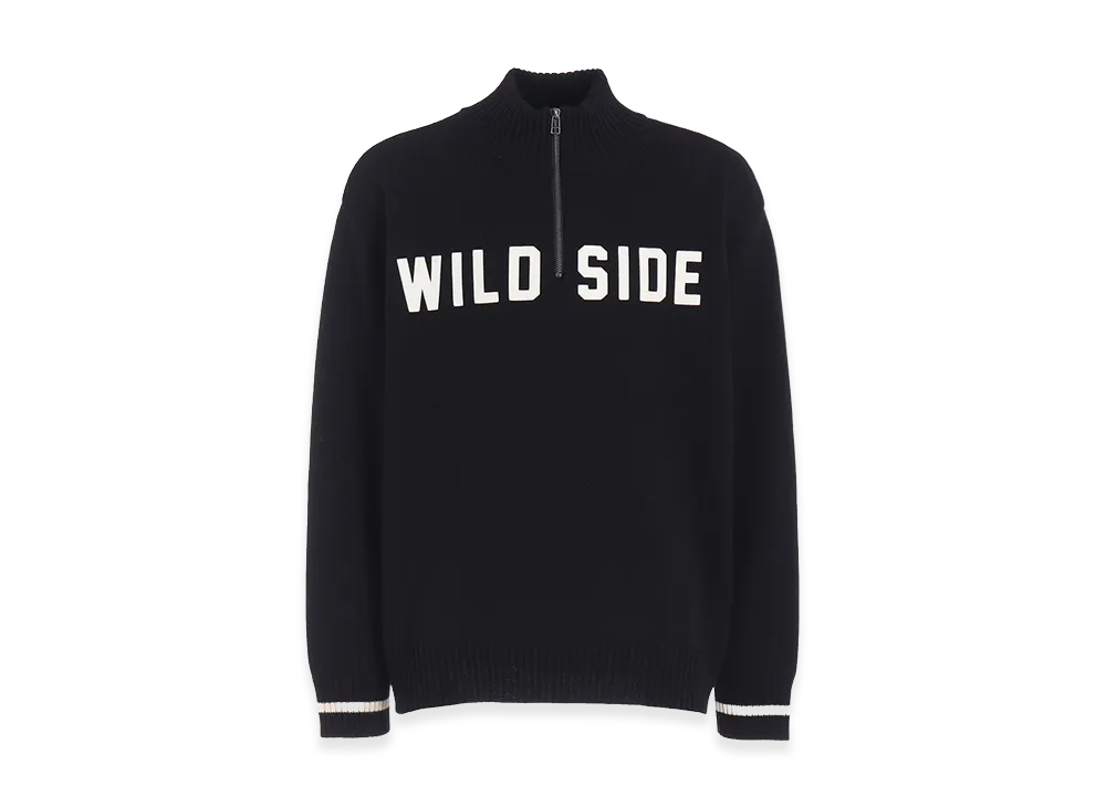 WILDSIDE YOHJI YAMAMOTO Half Zip Knit Pullover "Black"