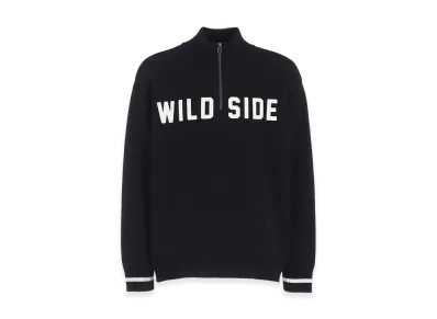 WILDSIDE YOHJI YAMAMOTO Half Zip Knit Pullover "Black"