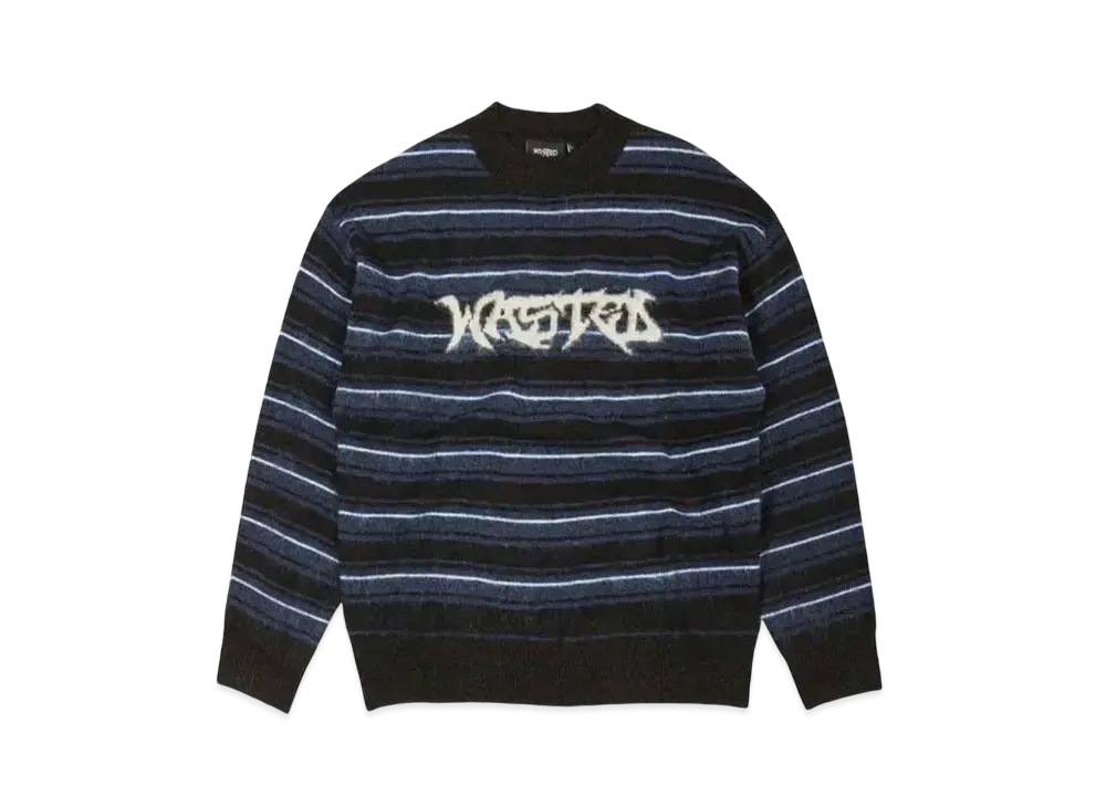WASTED PARIS Sweater Fuzzy Stripes Savage "Black"