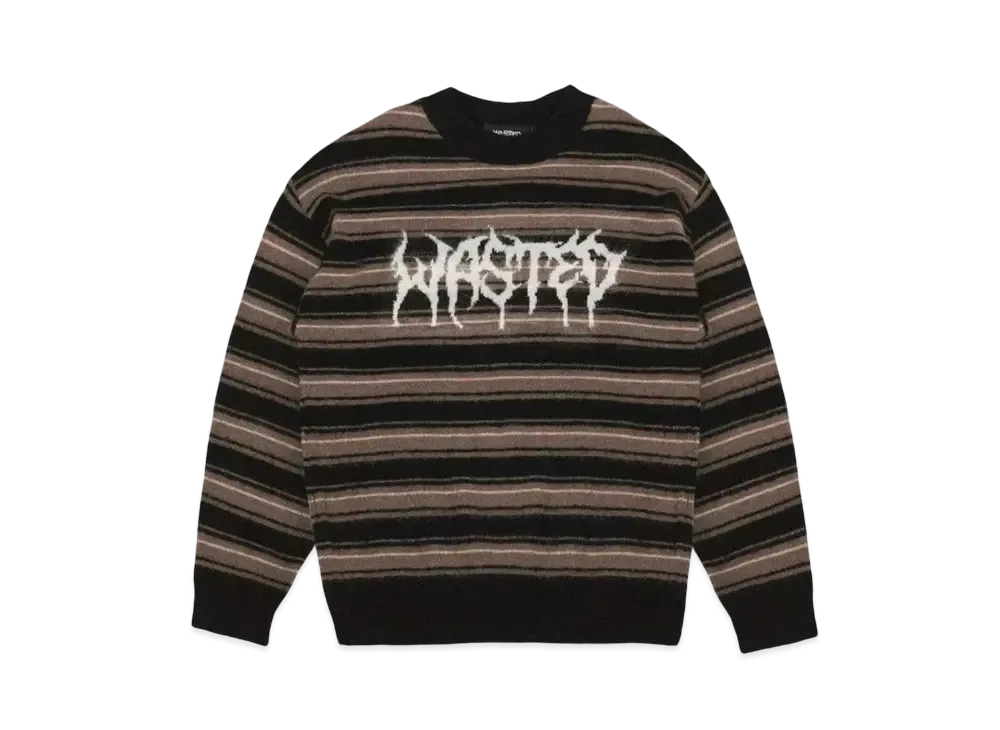 WASTED PARIS Sweater Stripes Feeler Fuzzy "Black"